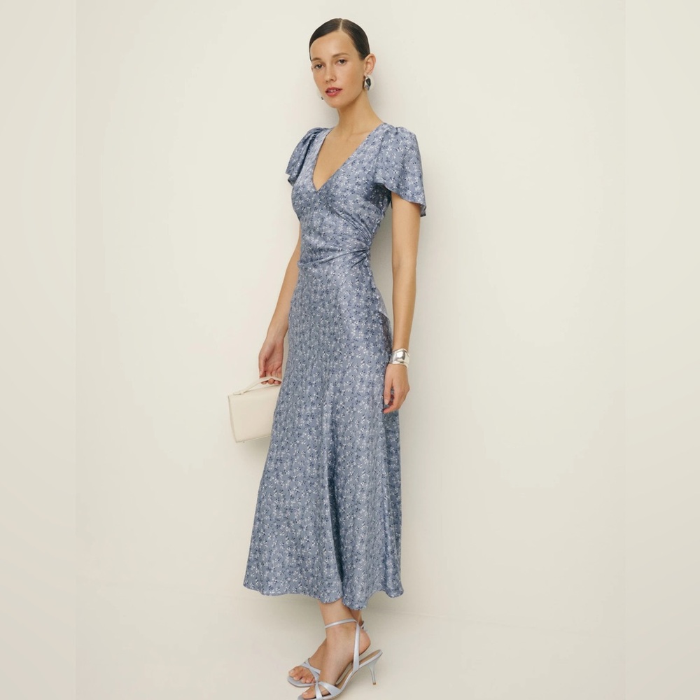 Reformation Vida Satin Dress in Mazzy - Size 12